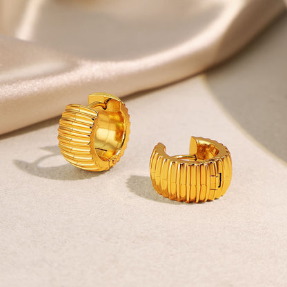 Gold Gear Earrings For Women With Electroplated Finish And 304 Stainless Steel Ear Pins