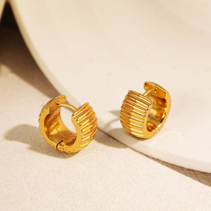 Gold Gear Earrings For Women With Electroplated Finish And 304 Stainless Steel Ear Pins