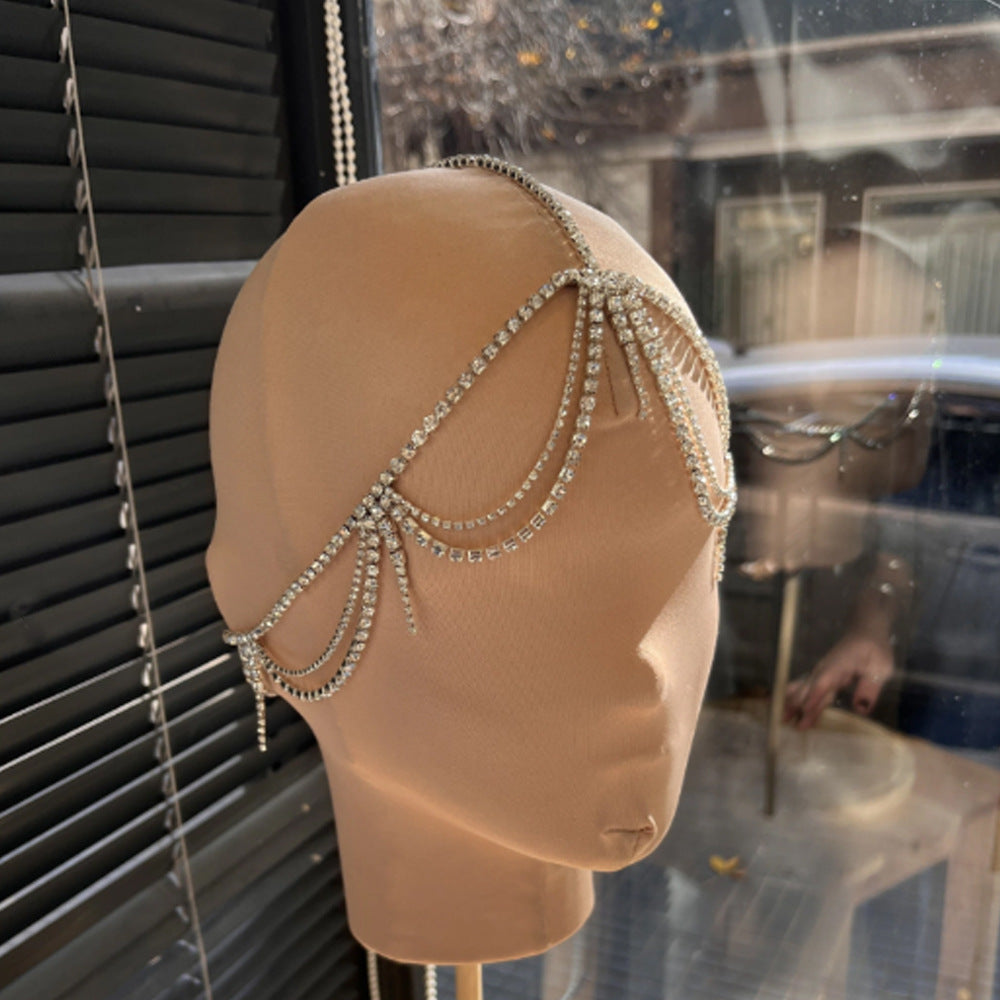 Silver Tassel Hair Chain Insert Comb For Women With Rhinestones, Perfect For Summer