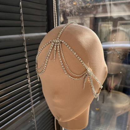 Silver Tassel Hair Chain Insert Comb For Women With Rhinestones, Perfect For Summer