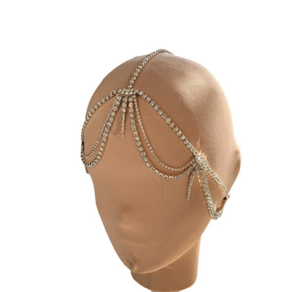 Silver Tassel Hair Chain Insert Comb For Women With Rhinestones, Perfect For Summer