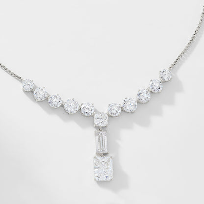Silver Tassel Necklace For Women Featuring Alloy Pendant Material With Zircon Inlay