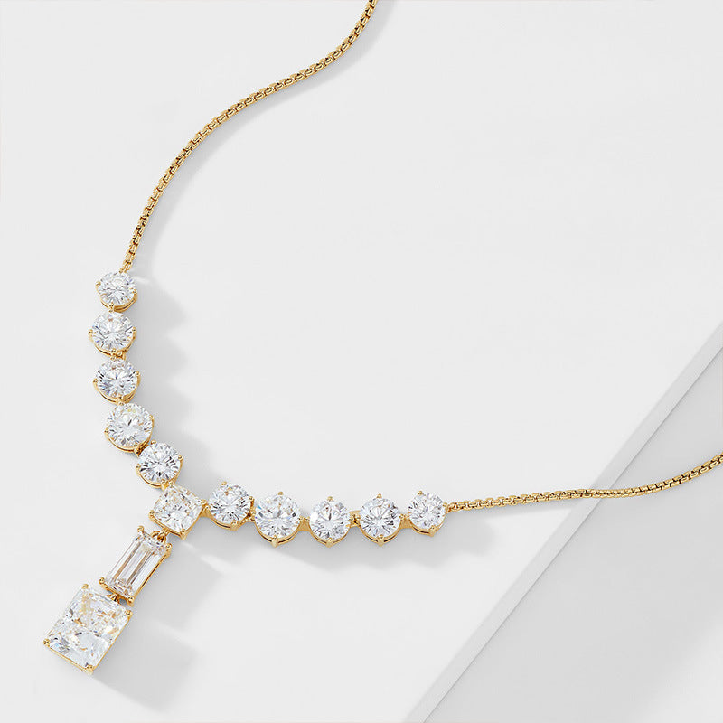 Silver Tassel Necklace For Women Featuring Alloy Pendant Material With Zircon Inlay