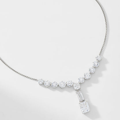 Silver Tassel Necklace For Women Featuring Alloy Pendant Material With Zircon Inlay
