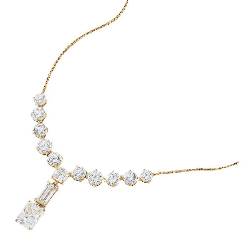 Silver Tassel Necklace For Women Featuring Alloy Pendant Material With Zircon Inlay