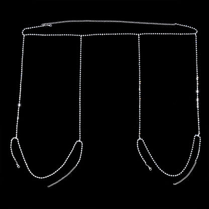 Gold Alloy Body Chain For Women Featuring Butterfly Pattern With Electroplated Copper Plated Finish And Rhinestone Inlay