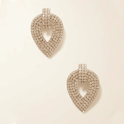 Silver Leaf Clip Earrings For Women, Electroplated Alloy With Rhinestone Inlay