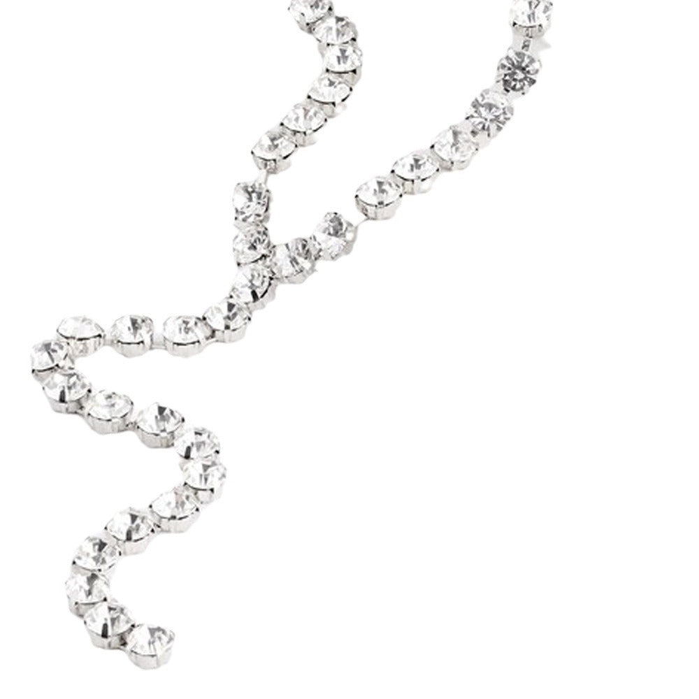 Silver Alloy Tassel Choker Necklace With Rhinestone Pendant For Women