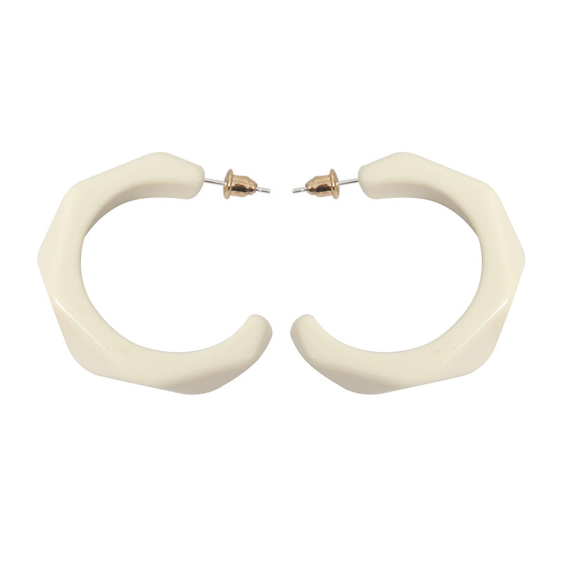Simple Style Irregular White Stud Earrings For Women With 925 Sterling Silver Posts, Alloy Design