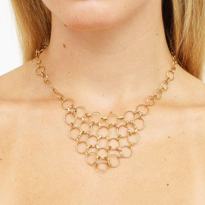 Round Silver Hip-Hop Necklace For Women With Alloy Chain And Alloy Pendant