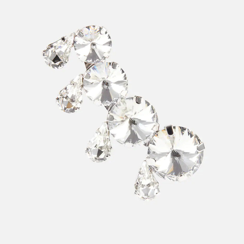 Geometric Silver Alloy Earrings For Women With Electroplated Finish And Rhinestone Inlay