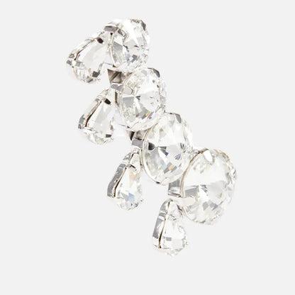 Geometric Silver Alloy Earrings For Women With Electroplated Finish And Rhinestone Inlay