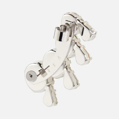 Geometric Silver Alloy Earrings For Women With Electroplated Finish And Rhinestone Inlay