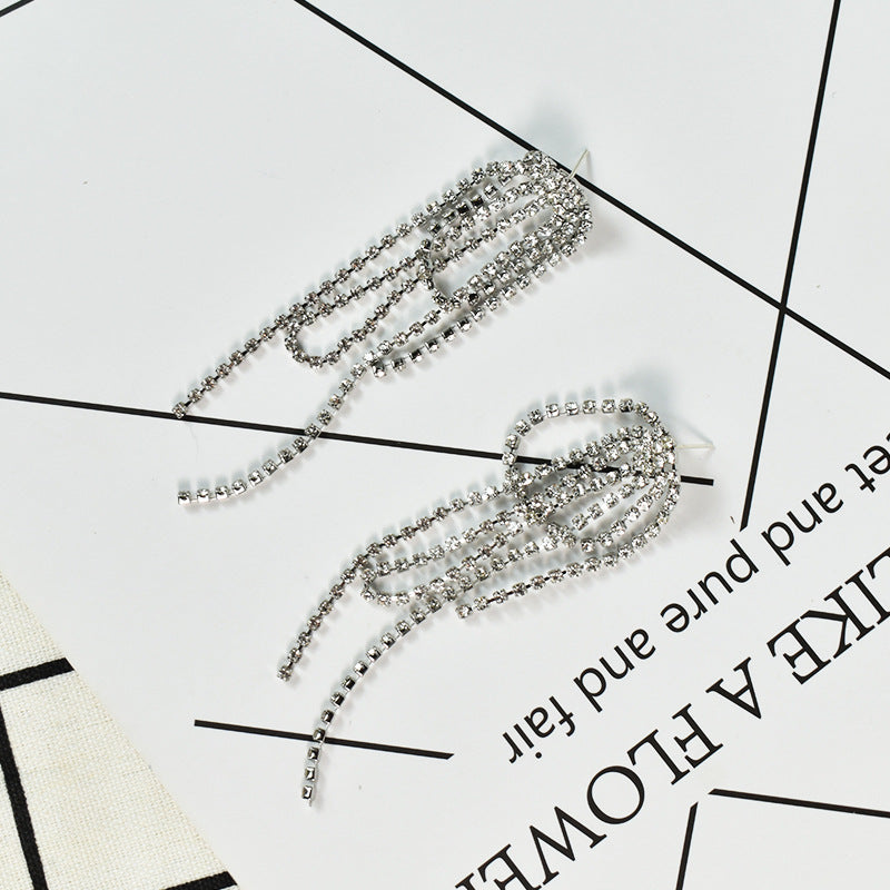 Tassel Earrings For Women, Alloy With Rhinestone Inlay Stud Earrings