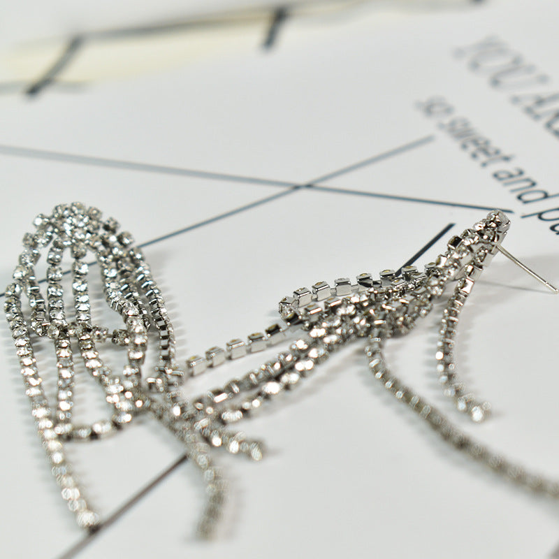 Tassel Earrings For Women, Alloy With Rhinestone Inlay Stud Earrings