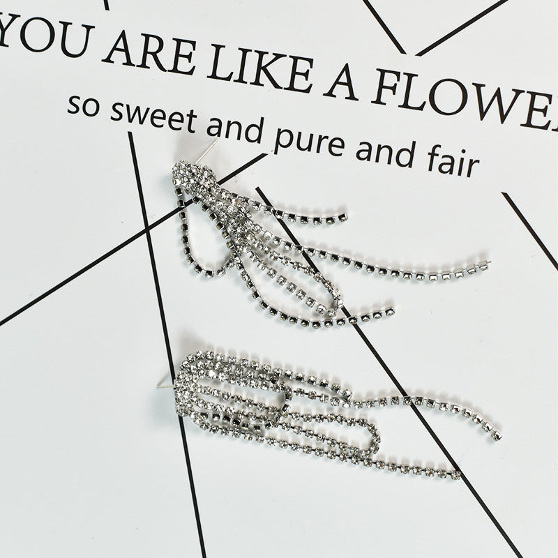 Tassel Earrings For Women, Alloy With Rhinestone Inlay Stud Earrings