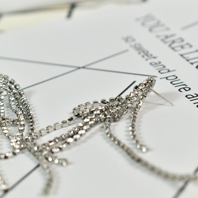 Tassel Earrings For Women, Alloy With Rhinestone Inlay Stud Earrings