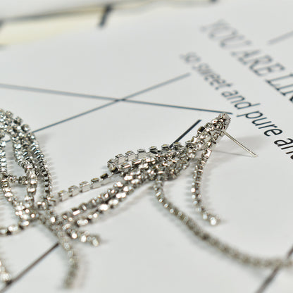 Tassel Earrings For Women, Alloy With Rhinestone Inlay Stud Earrings