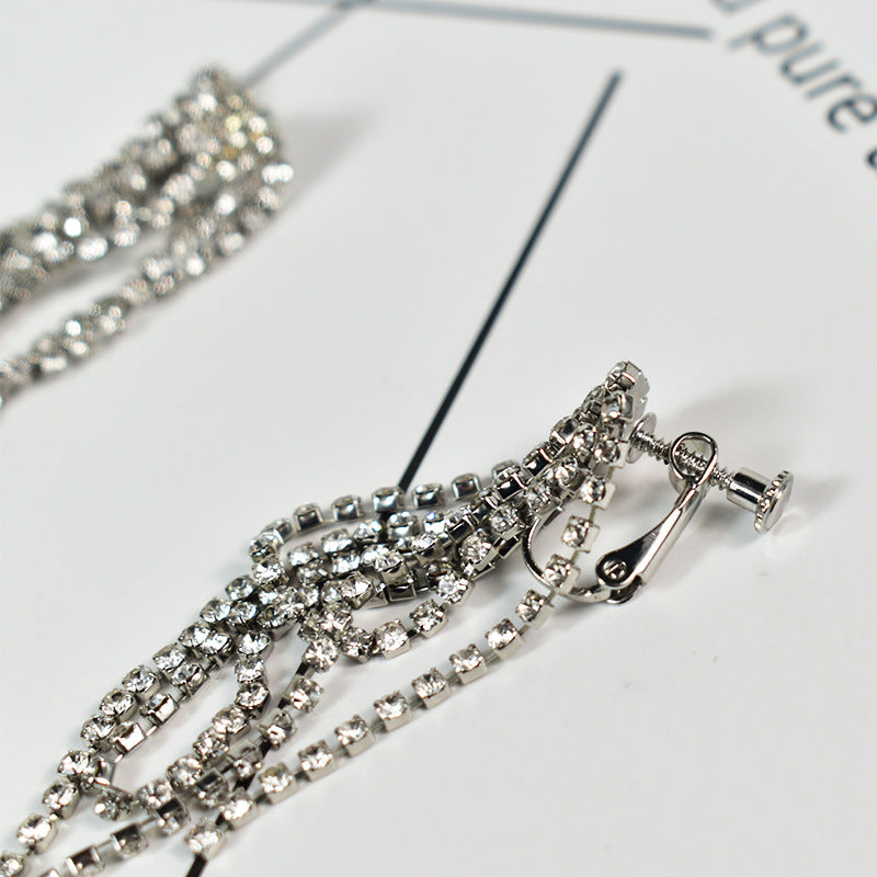 Tassel Earrings For Women, Alloy With Rhinestone Inlay Stud Earrings