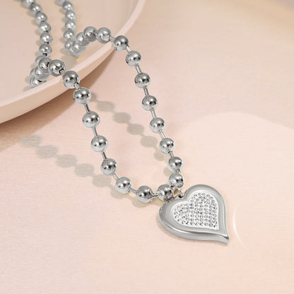 Heart Shape Pendant Necklace For Women In 18K Real Gold Plated 304 Stainless Steel With Electroplated Titanium Steel Pendant