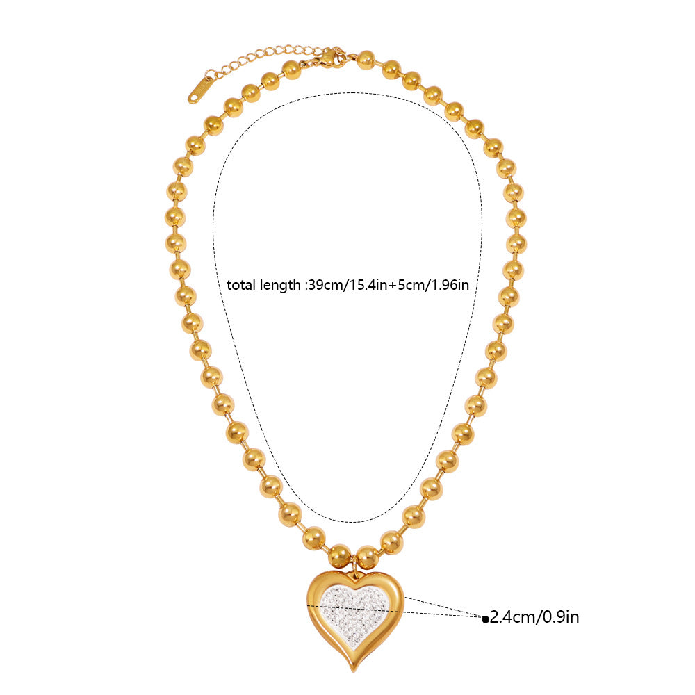 Heart Shape Pendant Necklace For Women In 18K Real Gold Plated 304 Stainless Steel With Electroplated Titanium Steel Pendant