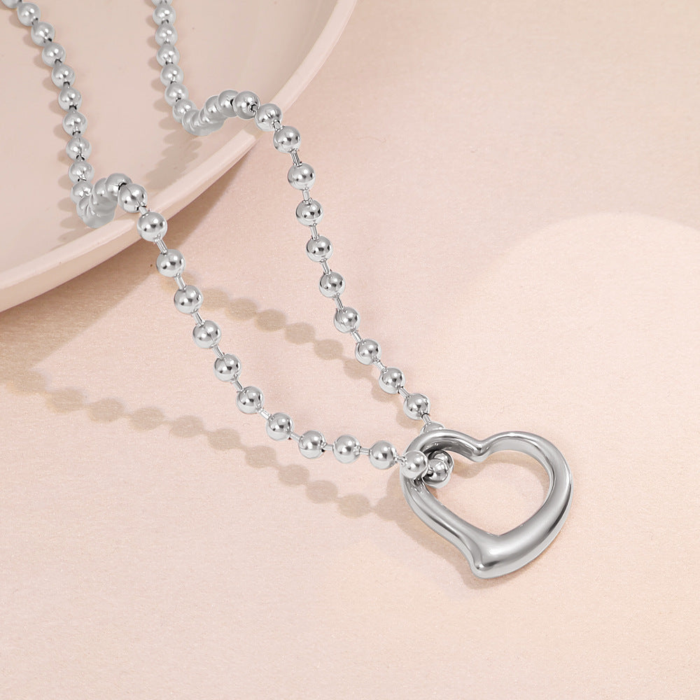 Heart Shape Pendant Necklace For Women In 18K Real Gold Plated 304 Stainless Steel With Electroplated Titanium Steel Pendant