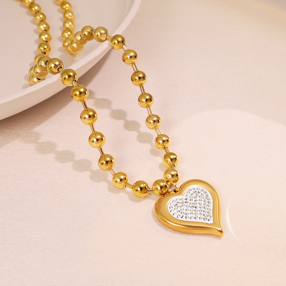 Heart Shape Pendant Necklace For Women In 18K Real Gold Plated 304 Stainless Steel With Electroplated Titanium Steel Pendant