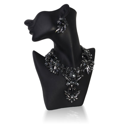 Exaggerated Geometric Jewelry Set For Women In Gold Featuring Rhinestones Inlay