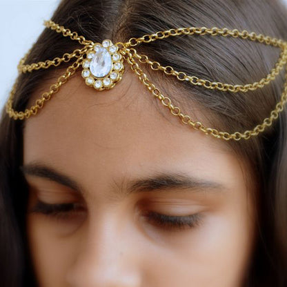 Water Droplets Hair Chain Insert Comb For Women With Rhinestones In Silver, Perfect For Wedding Season