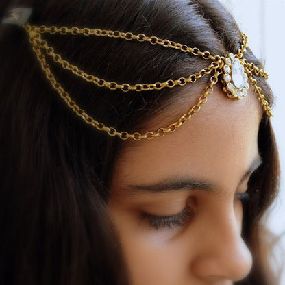 Water Droplets Hair Chain Insert Comb For Women With Rhinestones In Silver, Perfect For Wedding Season