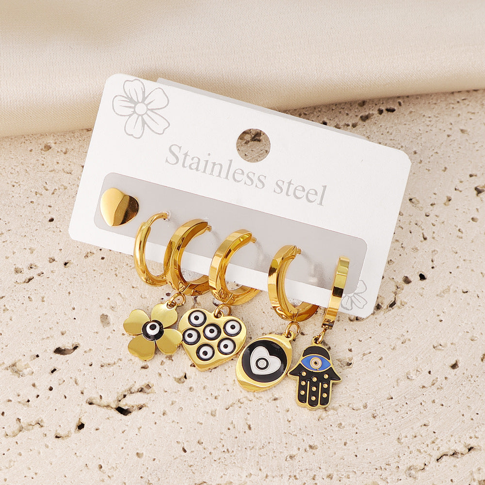 Sweet Heart Shape Earrings In Gold With Electroplated Finish, 304 Stainless Steel Posts For Women