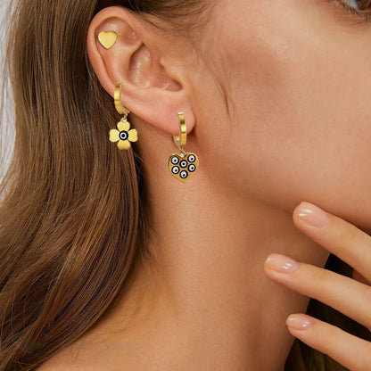 Sweet Heart Shape Earrings In Gold With Electroplated Finish, 304 Stainless Steel Posts For Women