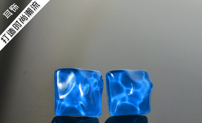 Simple Style Irregular Blue Stud Earrings For Unisex Featuring Alloy Material And Resin Ear Pins With Artificial Gemstones