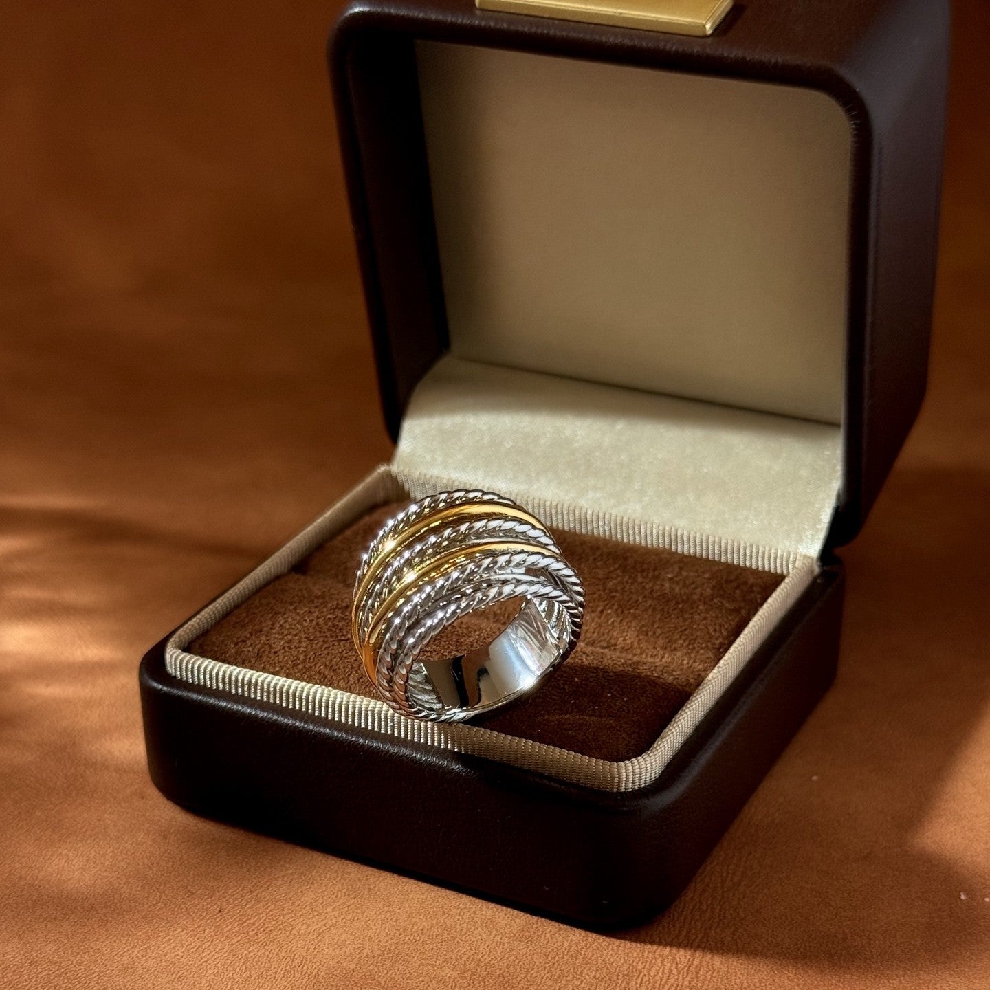 Hip-Hop Stripe Ring With Bezel Setting, Brass Material Featuring Real Gold Water Plating And Zircon Inlay