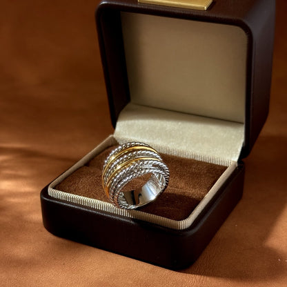 Hip-Hop Stripe Ring With Bezel Setting, Brass Material Featuring Real Gold Water Plating And Zircon Inlay