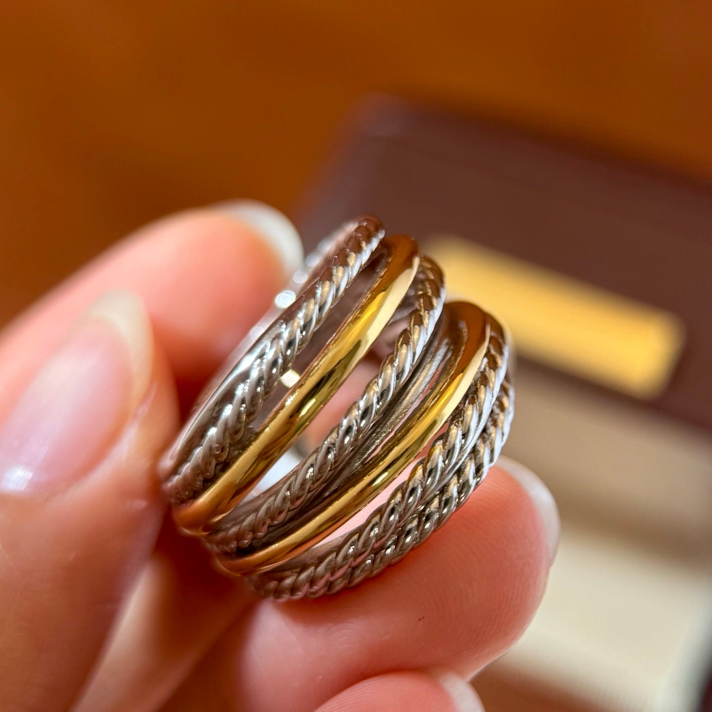 Hip-Hop Stripe Ring With Bezel Setting, Brass Material Featuring Real Gold Water Plating And Zircon Inlay