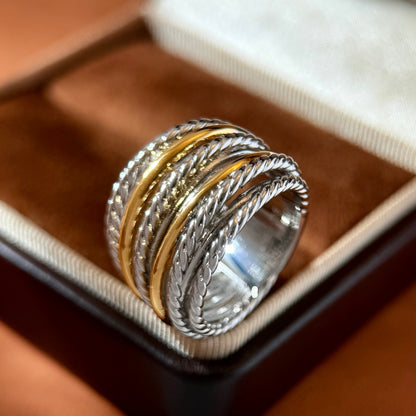 Hip-Hop Stripe Ring With Bezel Setting, Brass Material Featuring Real Gold Water Plating And Zircon Inlay