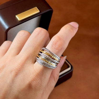 Hip-Hop Stripe Ring With Bezel Setting, Brass Material Featuring Real Gold Water Plating And Zircon Inlay