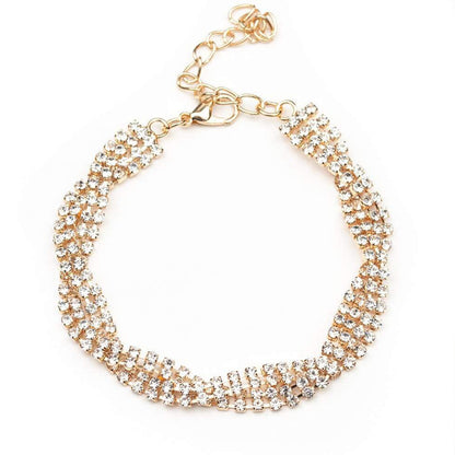 Luxurious Geometric Silver Alloy Bracelet For Women With Electroplated Finish And Rhinestone Inlay