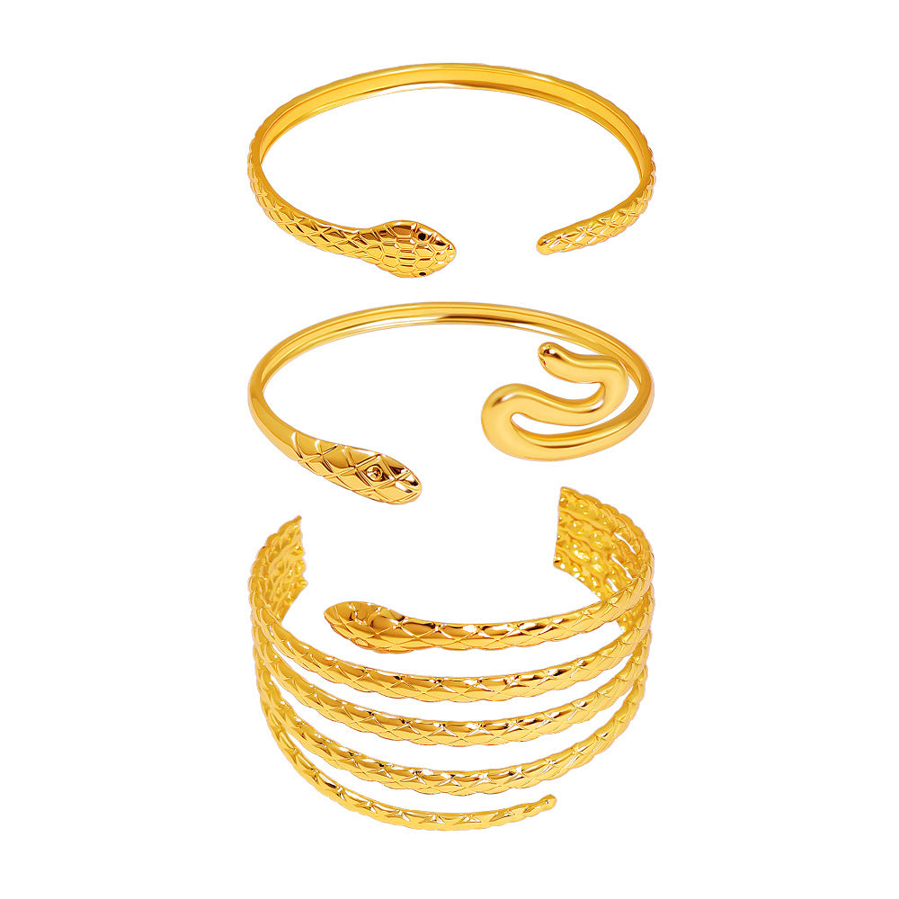 Exaggerated Flowers Titanium Steel Bangle For Women With Electroplated Gold Plating