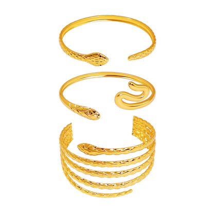 Exaggerated Flowers Titanium Steel Bangle For Women With Electroplated Gold Plating