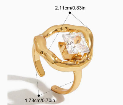 Vintage Style Titanium Steel Rings For Women With Electroplated Gold Plating And Zircon Inlay