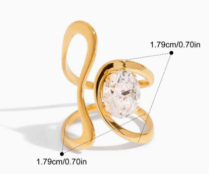 Vintage Style Titanium Steel Rings For Women With Electroplated Gold Plating And Zircon Inlay
