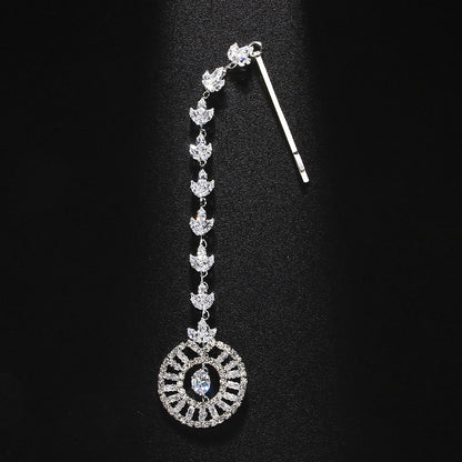 Geometric Ethnic Style Hair Chain For Women In Alloy With Silver Zircon Inlay Hairpin