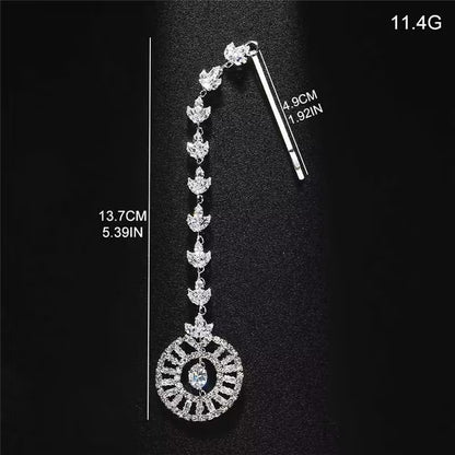 Geometric Ethnic Style Hair Chain For Women In Alloy With Silver Zircon Inlay Hairpin