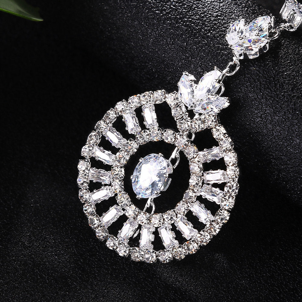 Geometric Ethnic Style Hair Chain For Women In Alloy With Silver Zircon Inlay Hairpin