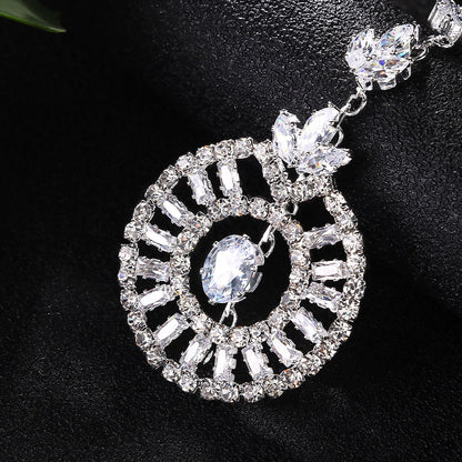 Geometric Ethnic Style Hair Chain For Women In Alloy With Silver Zircon Inlay Hairpin