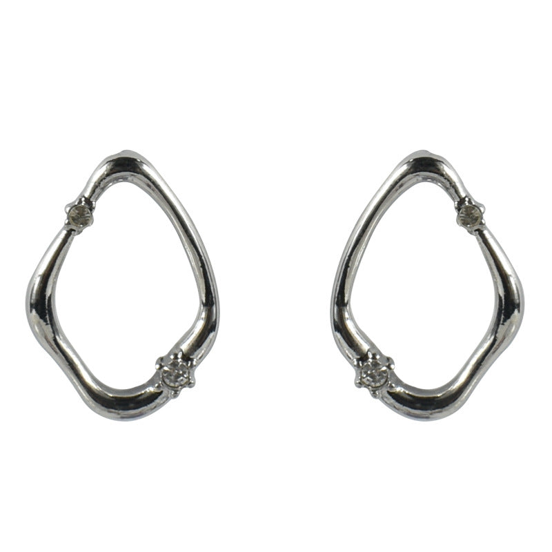 Geometric Hoop Earrings For Women In Simple Style, Alloy With Artificial Pearl Inlay, Electroplated Finish