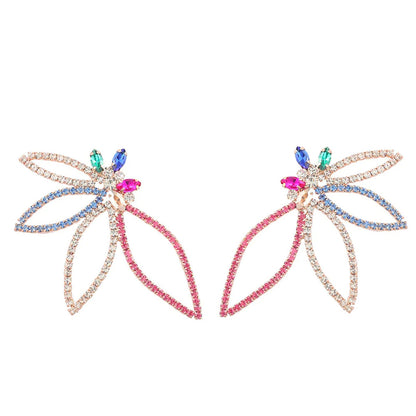 Butterfly Earrings For Women In Electroplated Alloy With Rhinestone Inlay, Stylish And Elegant Design
