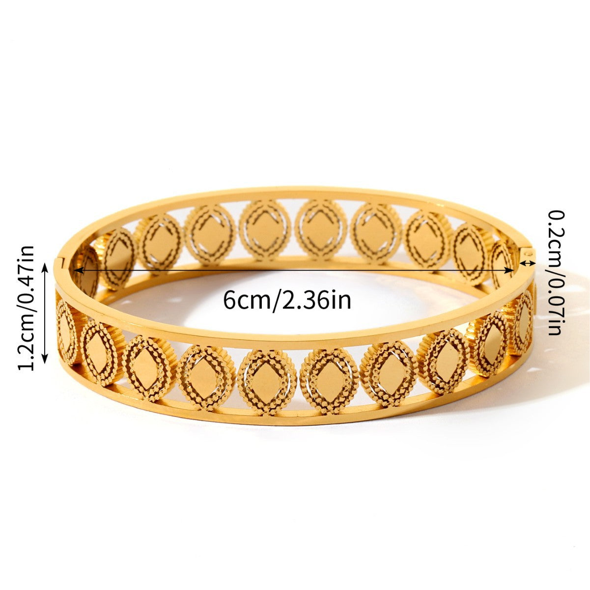 Simple Style Circle Bangle With Rhinestone Inlay, Electroplated Titanium Steel Bracelet